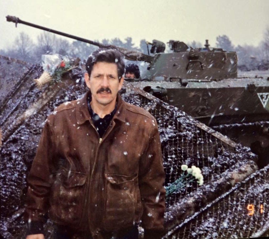 Richard Ebeling at the Vilnius Lithuania Television Tower, Jan. 13, 1991